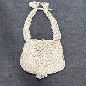 Vintage Cream Macrame Shoulder Bag